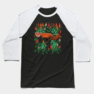 Red panda red cardinal bird Baseball T-Shirt